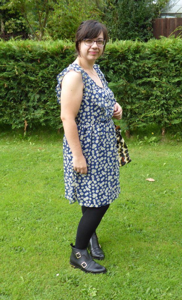 JD Williams navy frill print skater dress (2)