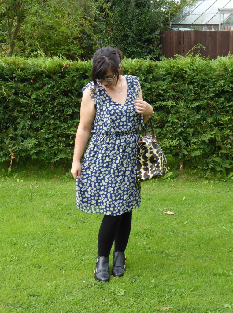 JD Williams navy frill print skater dress