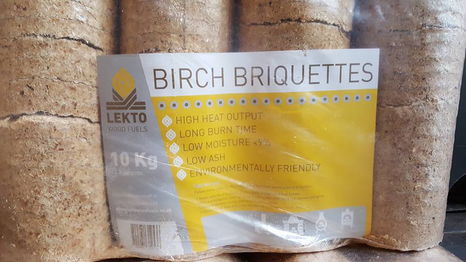 Lekto Woodfuels birch briquettes/logs
