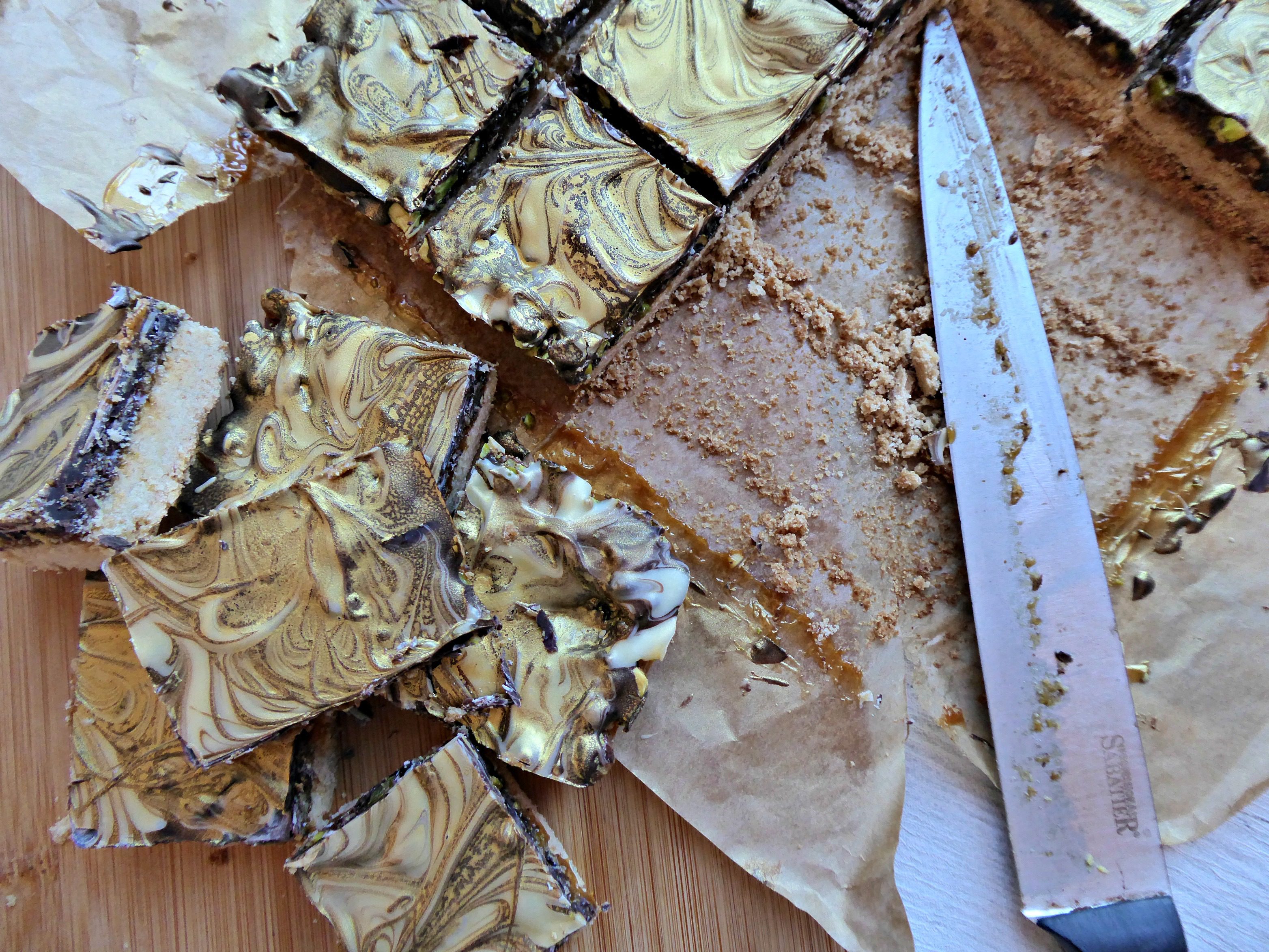 Salted caramel pistachio millionaires shortbread