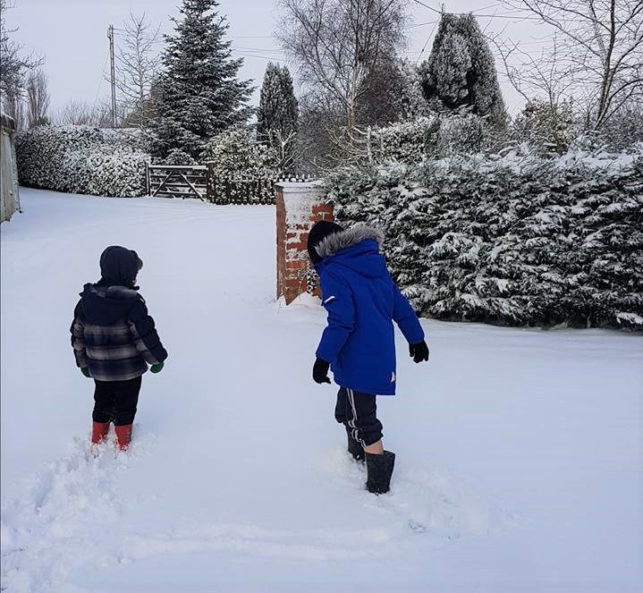 Snow, deep snow, boys in the snow, children in the snow