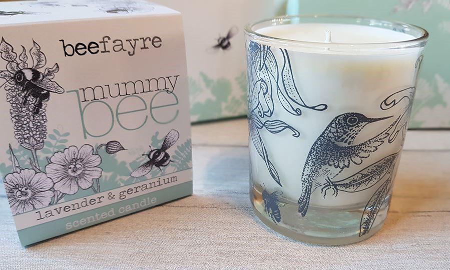 Beefayre lavender and geranium candle