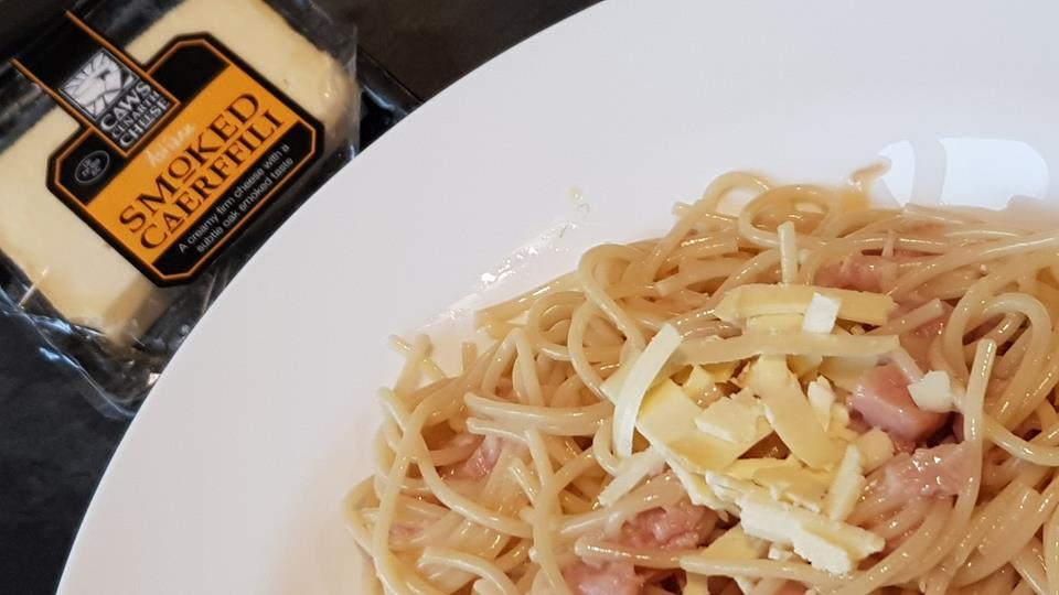 Smoked Caerffili on pasta
