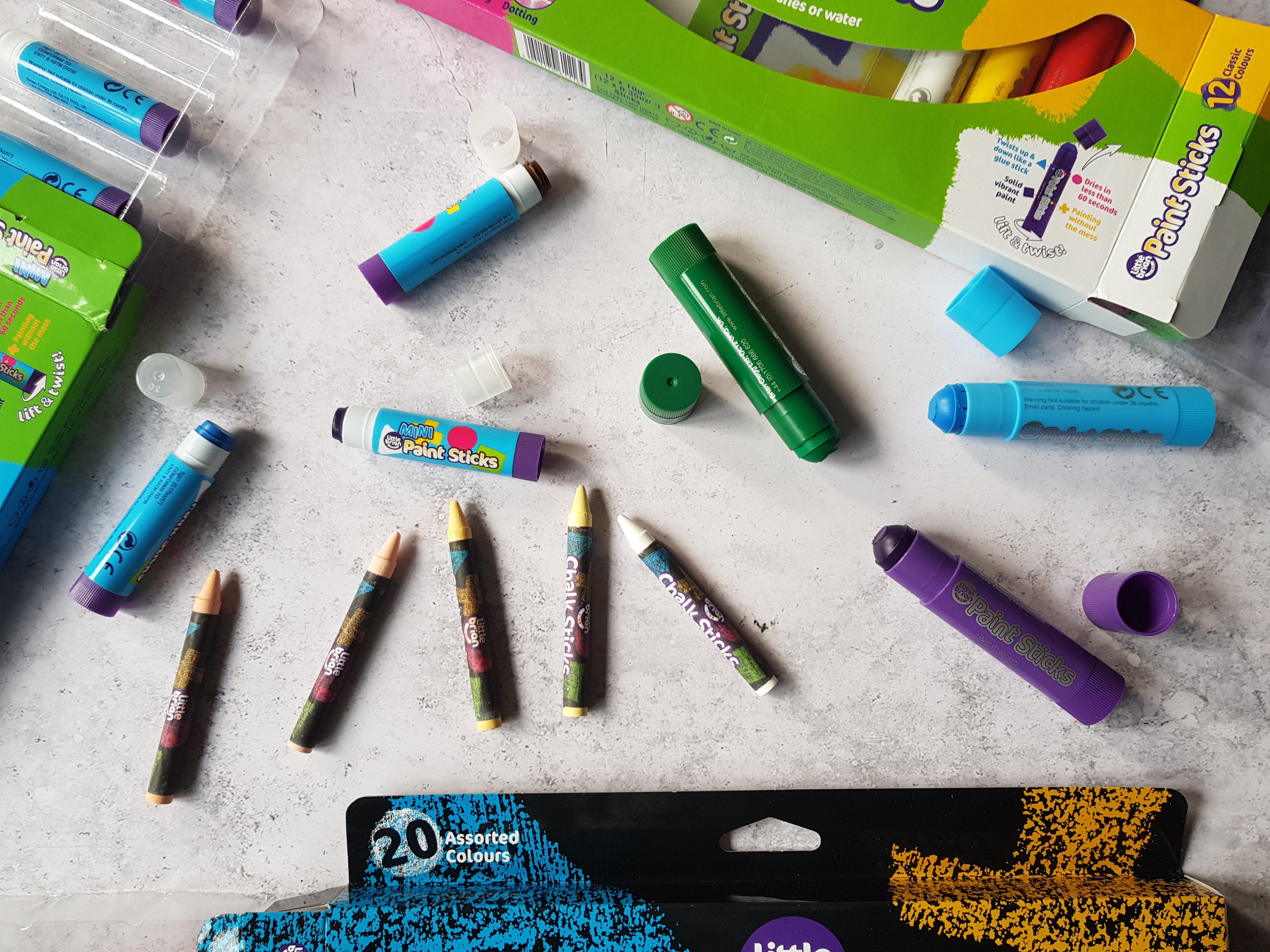 Little Brian paint sticks out of packaging