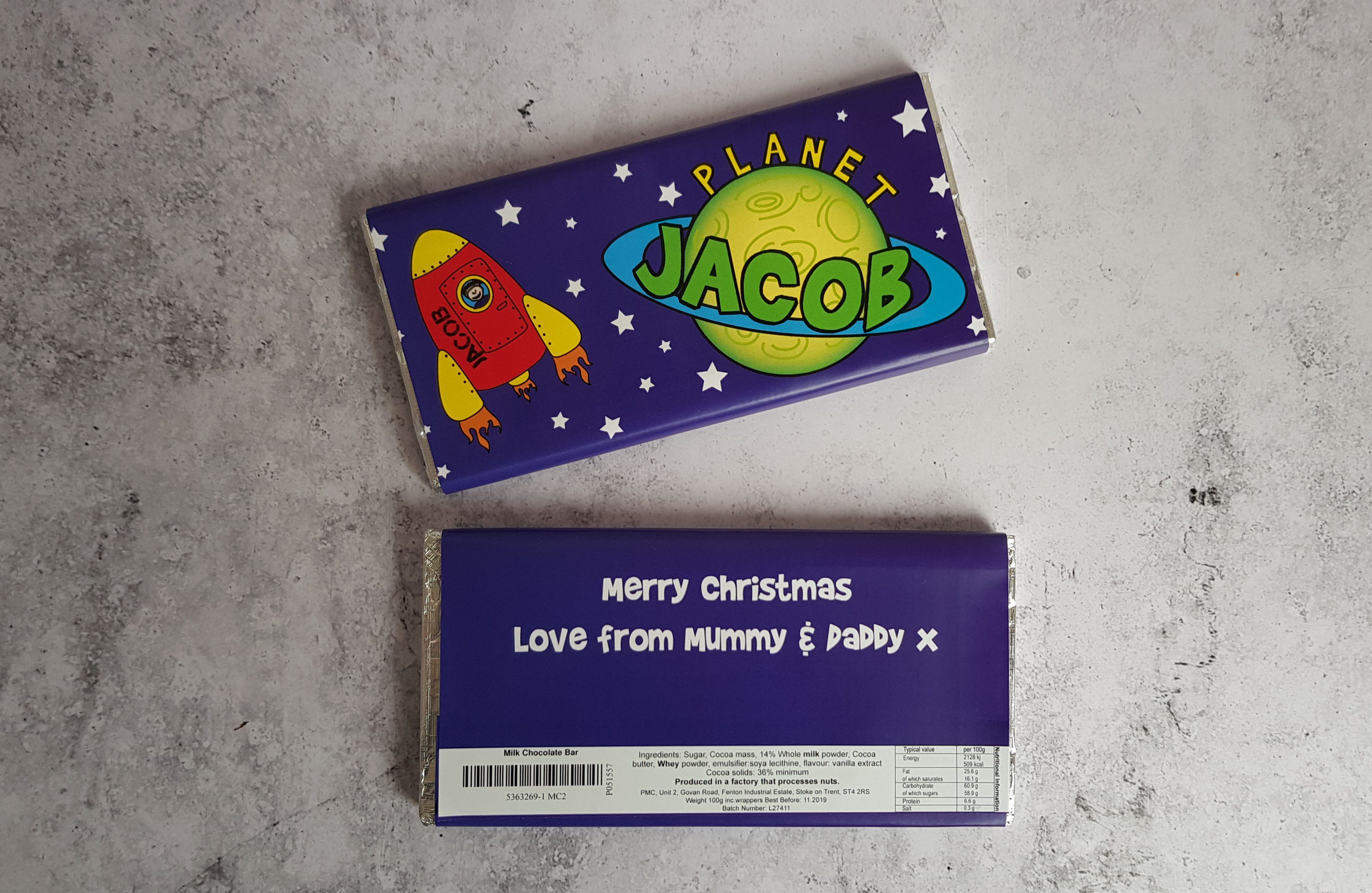 Personalised choc bars