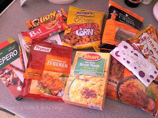 Items of food laid out on a worktop