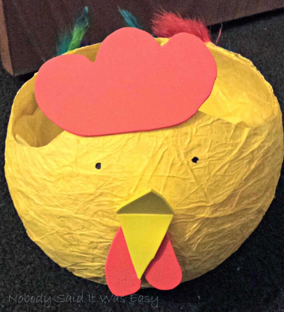 Papier mache chicken basket