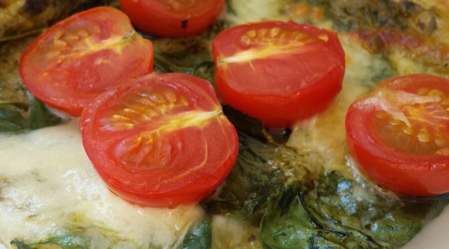 Pesto spinach mozzarella tart