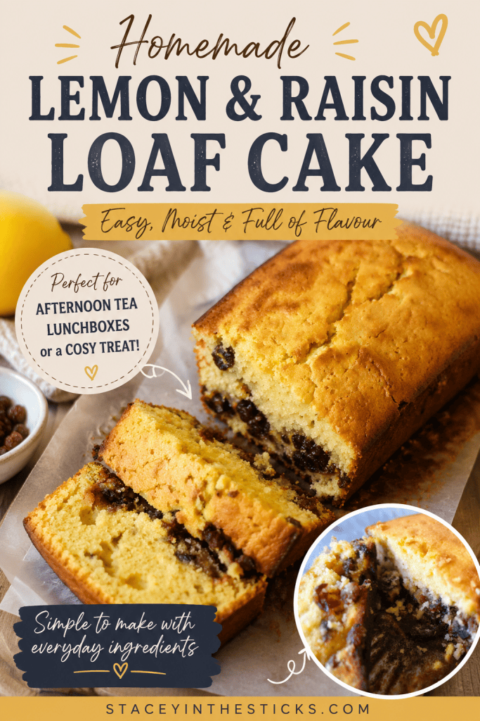 Lemon and raisin loaf cake pin
