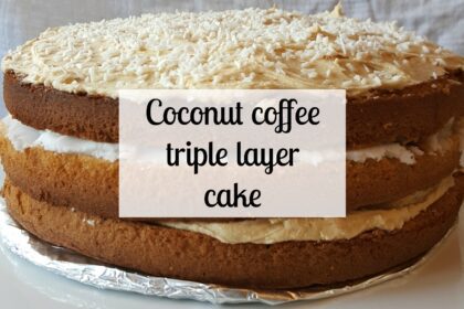 Coconut coffee triple layer cake