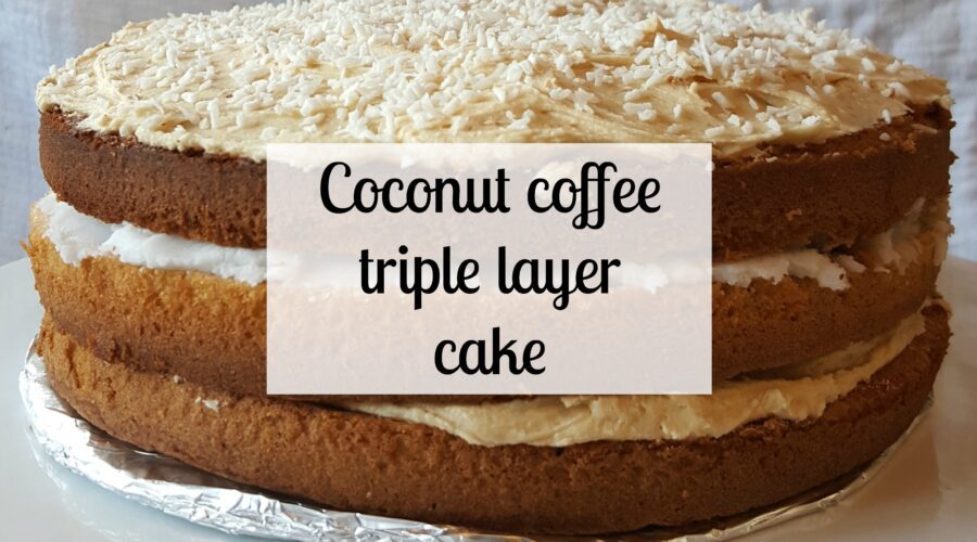 Coconut coffee triple layer cake