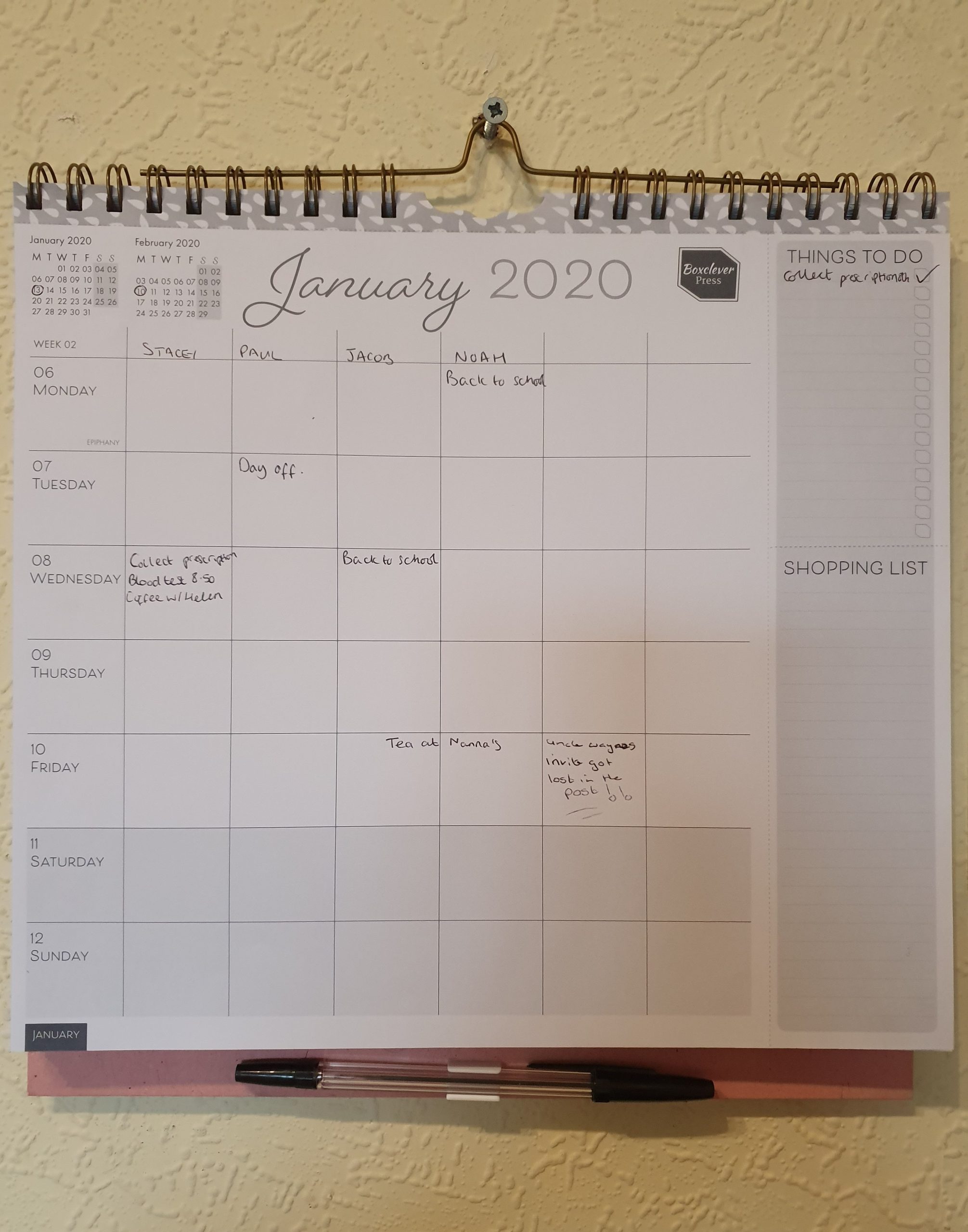 Boxclever Press Family Planner Calendar on wall