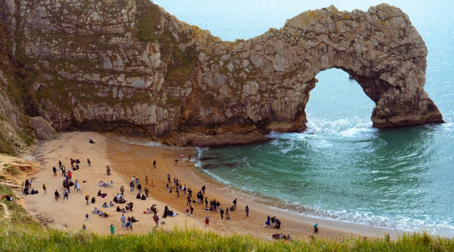 birds eye view of Durdle Door in Dorset; Exploring The Charm Of Dorset With This Guide To Family Friendly Activities