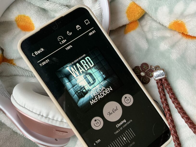 Ward D by Freida McFadden audiobook format on a cell phone screen